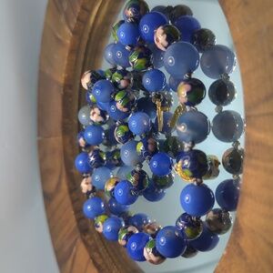 ⭐Blue Chalcedony and Cloisonne Bead Necklace